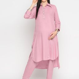 Mom For Sure by Ketki Dalal Women Thread Work Maternity Pathani Kurta-image-15