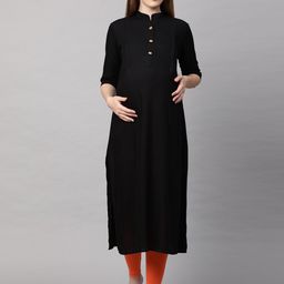 MomToBe Women Black Maternity Nursing Sustainable Kurta-image-34