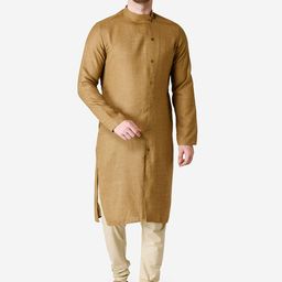 TABARD Men Brown Solid Cotton Kurta-image-55