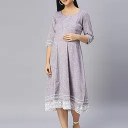 DUMMY SHAPE Round Neck Zari Maternity Anarkali Kurta-image-96