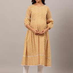 Ikk Kudi by Seerat Abstract Printed Maternity Anarkali Pure Cotton Kurta-picture-4