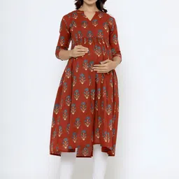 CRAFIQA Floral Printed Maternity Anarkali Kurta-image-67