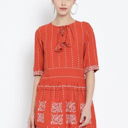 YASH GALLERY Orange Floral Printed Empire Kurti-image-98
