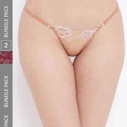 N-Gal Pack Of 2 Self Design Anti-Odour Thong Briefs-image-17