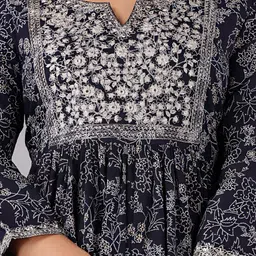 BAESD Floral Printed Thread Work Detailed A-Line Kurta & Trouser With Dupatta image 4