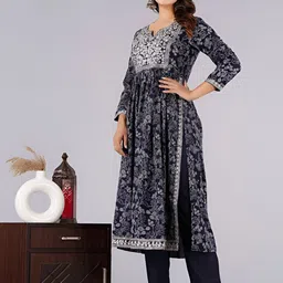 BAESD Floral Printed Thread Work Detailed A-Line Kurta & Trouser With Dupatta image 5
