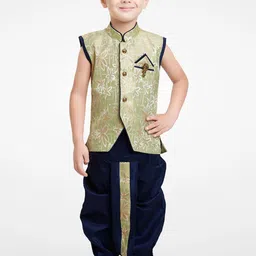 Jeetethnics Boys Green Floral Kurta with Dhoti Pants-image-11
