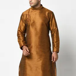 DEYANN Men Copper-Toned Dupion Silk Kurta with Dhoti Pants-41