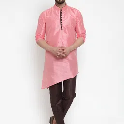 Kaifoo Men Pink Dupion Silk Kurta with Pyjamas-50