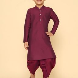 KISAH Boys Mandarin Collar Straight Kurta with Dhoti Pant-15