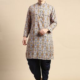 Amodh by Kisah Geometric Printed Regular Kurta with Dhoti Pants image 1