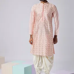 KISAH Geometric Embroidered Gotta Patti Kurta With Dhoti Pants-image-29