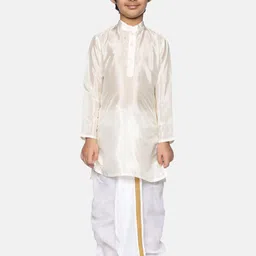 Sethukrishna Boys Cream-Coloured Kurta with Dhoti Pants-6