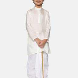 Sethukrishna Boys Cream-Coloured Kurta with Dhoti Pants-14