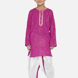 Little Bansi Boys Purple Striped Gotta Patti Kurta with Dhoti Pants-33