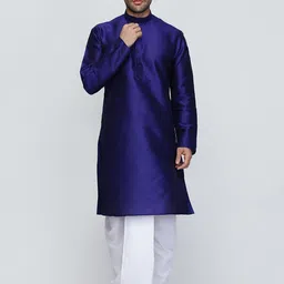 ROYAL KURTA Men Blue Solid Kurta Set-34
