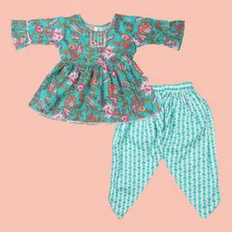 BAESD Girls Floral Printed Empire Gotta Patti Kurti With Dhoti Pants-picture-13