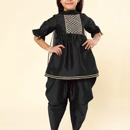 A.T.U.N. Girls Yoke Design Empire Gotta Patti Kurti With Dhoti Pants & Dupatta-image-67
