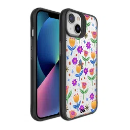DailyObjects Purple & Black Shining Tulips Hybrid Clear iPhone 13 Mini Back Case-22