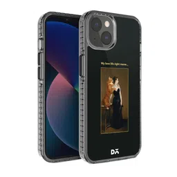 DailyObjects Black & Yellow Printed Love Life Meow Hybrid Clear iPhone 13 Phone Case-13