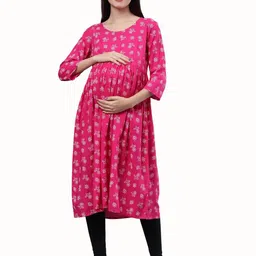 CEE-18 ao Floral Printed Pleated A-Line Maternity Kurta-picture-21