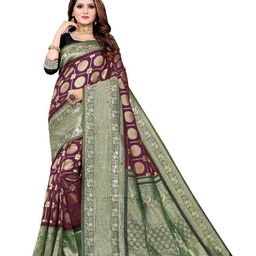 NIWAA Ethnic Motifs Woven Design Zari Saree-image-105