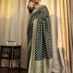 KALINI Woven Design Zari Silk Blend Banarasi Saree-image-58