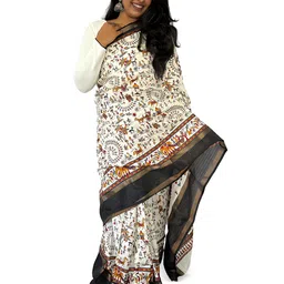 Sanwariya Silk Kalamkari Sequinned Chanderi Saree-picture-29