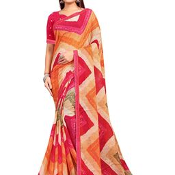 RANGRASIYA Geometric Printed Beads And Stones Embellished Bhagalpuri Saree-picture-20