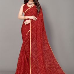 KALINI Red Bandhani Saree-53
