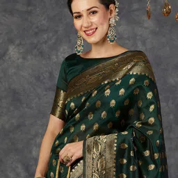 KALINI Ethnic Motifs Zari Banarasi Saree-image-81