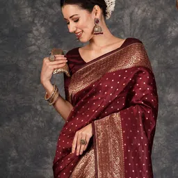 KALINI Ethnic Motifs Woven Design Zari Banarasi Saree-picture-24
