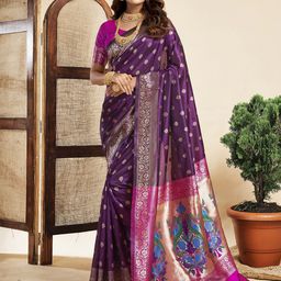 KALINI Woven Design Zari Pure Silk Paithani Saree-25