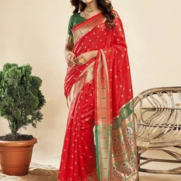 KALINI Zari Woven Pure Silk Paithani Saree-image-19
