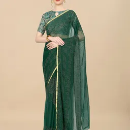 Rhey Embellished Beads & Stons Chiffon Zari Banarasi Saree-picture-45