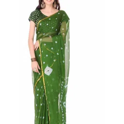 Reboot Fashions Zari Pure Chiffon Bandhani Saree-image-7