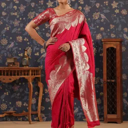 House of Pataudi Ethnic Woven Design Banarasi Saree-picture-22