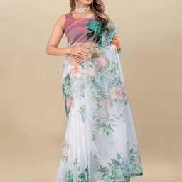 V3 FASHION STUDIO Floral Printed Organza Saree-40