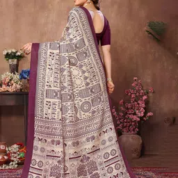 VEDANT VASTRAM Warli Printed Saree With Unstitched Blouse Piece image 3