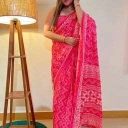 Saree mall Bandhani Printed Pure Cotton Sarees-picture-24