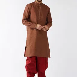 VASTRAMAY Mandarin Collar Kurta with Dhoti Pants-image-18