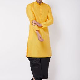 VASTRAMAY Mandarin Collar Regular Straight Kurta With Dhoti Pants-image-77
