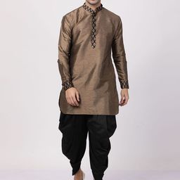 VASTRAMAY Mandarin Collar Kurta with Dhoti Pants-image-41