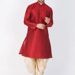 VASTRAMAY Mandarin Collar Kurta with Dhoti Pants-image-93