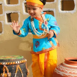 KID1 Boys Ethnic Motifs Printed Angrakha Kurti with Dhoti Pants-56