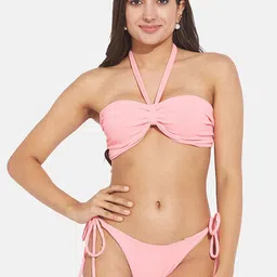 SECRETS BY ZEROKAATA Women  Halter Neck Ribbed Bikini Set-image-90