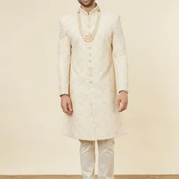 Twamev Embroidered Mandarin Collar Sherwani Set-image-75