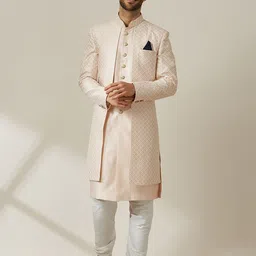 Twamev Embroidered Sequinned Art Silk Sherwani Set-picture-26