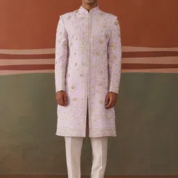 KALPRAAG Floral Embroidered Sherwani Set-image-79