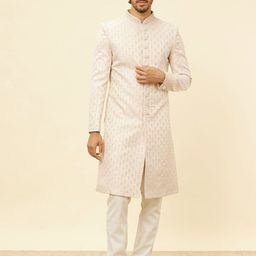 Manyavar Mandarin Collar Embroidered Sherwani Set-image-53